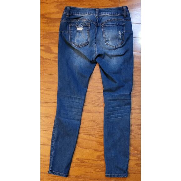 Wax Jean Butt I Love You Jeans Womens Size 7 Low Rise Medium Wash Distressed - Picture 4 of 14
